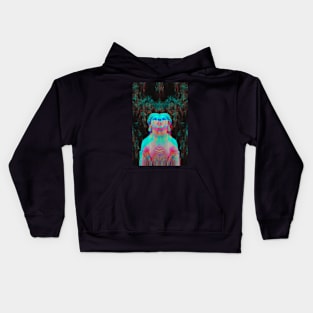 TRIPPY STATUE - Glitchy Abstract Neon Kids Hoodie